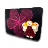 Burgundy Angel Felted Coin Purse